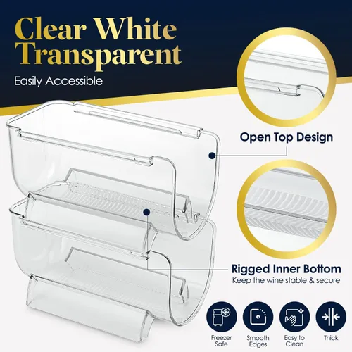 Miniatura 5 de Homeries Organizador de botellas de vino y agua, estante apilable para encimeras de cocina, mesa, despensa, refrigerador, bares, acrílico, estante