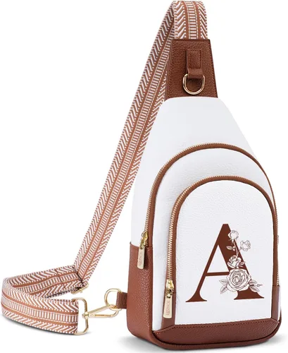 Bolso cruzado personalizado para mujer, bolsos de cuero con letra inicial, bolsa de pecho para viajes, regalo para esposa y mamá