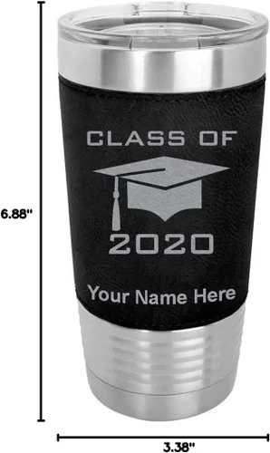 Miniatura 10 de LaserGram Vaso aislado al vacío de 20 onzas, con grabado personalizado incluido (piel sintética, estilo béisbol)