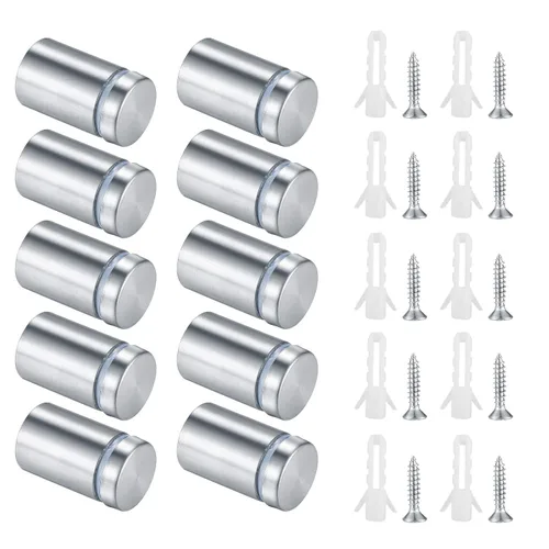 10 tornillos de separación de letreros, separadores de vidrio de acero inoxidable, soportes de pared tornillos publicitarios, fijación acrílica de