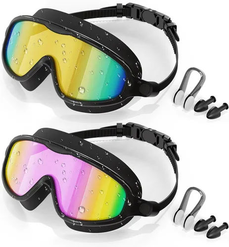 Aegend Gafas de natación para adultos y jóvenes, paquete de 2 gafas de natación antivaho anti-UV para hombres y mujeres