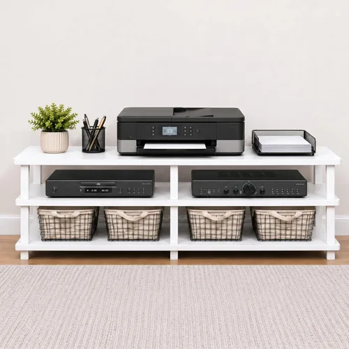 Miniatura 11 de Furinno TURN-S-TUBE - Soporte para TV, centro de entretenimiento de 3 niveles sin herramientas, consola de TV para televisores de hasta 46 pulgadas
