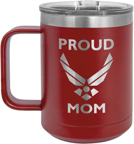 Miniatura 16 de PROUD AIR FORCE MOM BLACK Taza de café de 15 oz con tapa deslizante Taza de café de viaje aislada Ideas de regalo del día de la madre de hijo