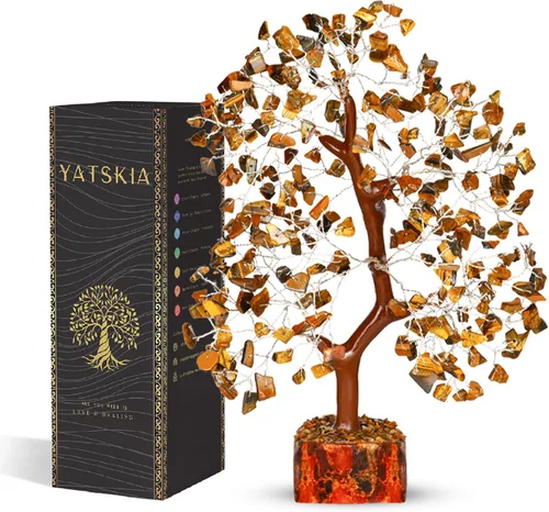 Miniatura 40 de YATSKIA - Árbol de cristal turquesa Feng Shui, alambre, bonsái Buhha, estatua reiki, Chakra curativo energía positiva, buena suerte dinero regalos