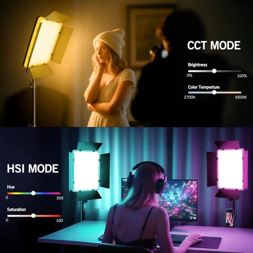 Miniatura 3 de NiceVeedi Iluminación de fotografía RGB de 40 W con 20 efectos, 360° a todo color/2700-6500K luces de estudio con control remoto y pantalla