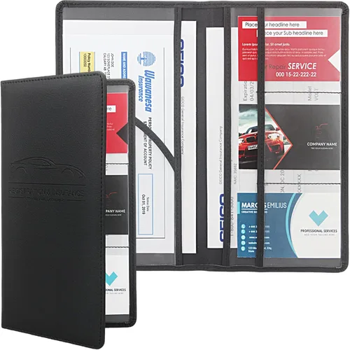 Miniatura 13 de Soporte para registro y seguro de automóvil, soporte de cuero prémium para seguro y registro, organizador de automóvil con cierre magnético