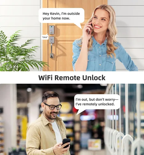 Miniatura 4 de Juego de cerradura de puerta inteligente WiFi: cerrojo de entrada sin llave HEANTLE con asa, cerrojo de huella dactilar, teclado digital