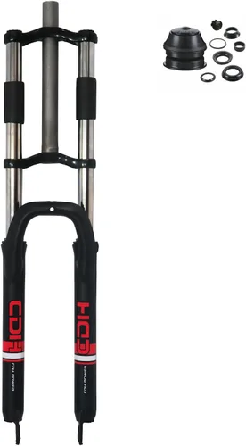 Miniatura 11 de Horquilla de suspensión para bicicleta de 26"/29" con auriculares 1-1/8, hombro doble, árbol triple, tubo recto sin rosca de 1.126 in, freno