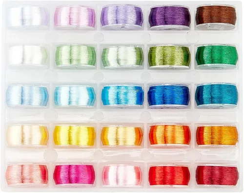 PH PandaHall Hilo de cuentas de poliéster de 1640 ~ 1912 yardas, 0.004 in, cuerda colorida para manualidades, 10 colores, hilo de una sola hebra de