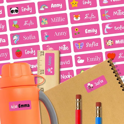 Miniatura 18 de 128 etiquetas adhesivas de nombre personalizadas para guardería, etiquetas de nombre impermeables personalizadas para niños, suministros escolares