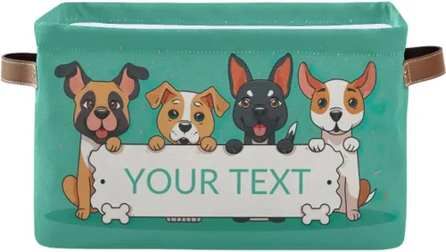 Miniatura 13 de Cesta de almacenamiento personalizada para perros con asas, nombre de mascota personalizado y foto, cajas de almacenamiento plegables para abrigos