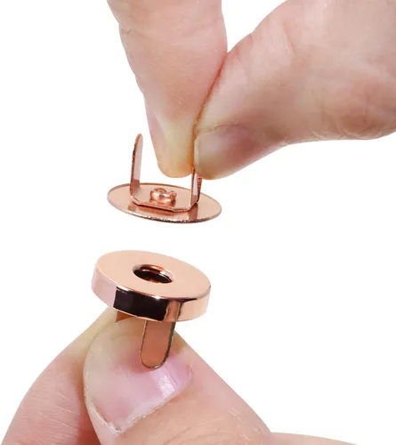 Miniatura 3 de Mini Skater Cierres de botón magnéticos de oro rosa de 0.551 in para proyectos de costura, pequeños bolsos de mano, bolsos de cuero y fabricación