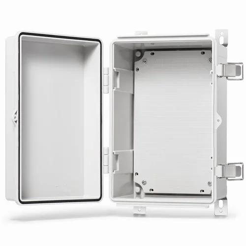 Miniatura 9 de QILIPSU - Caja de conexiones de acero inoxidable con tapa, bisagras y placa de montaje, universal, impermeable IP67, plástico ABS, gris, recinto