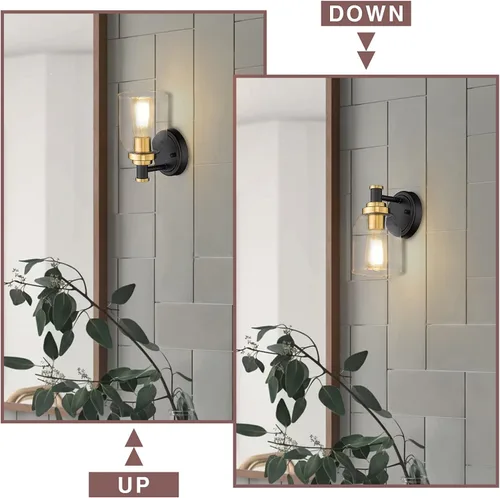 Miniatura 4 de zeyu Paquete de 2 lámparas colgantes modernas ZG33M1L-2 BK+BG y 1 lámpara de baño ZG33B BK+BG, ZG33B-M1L-2 BK+BG