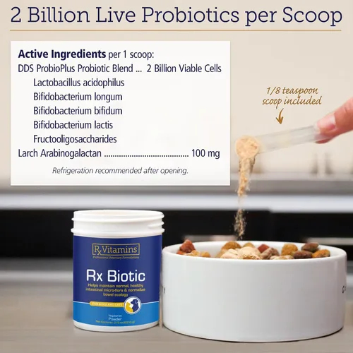 Miniatura 5 de Rx Vitamins Rx Biotic - Polvo probiótico para perros y gatos - Apoyo digestivo y probiótico para perros salud intestinal - Probióticos para perros