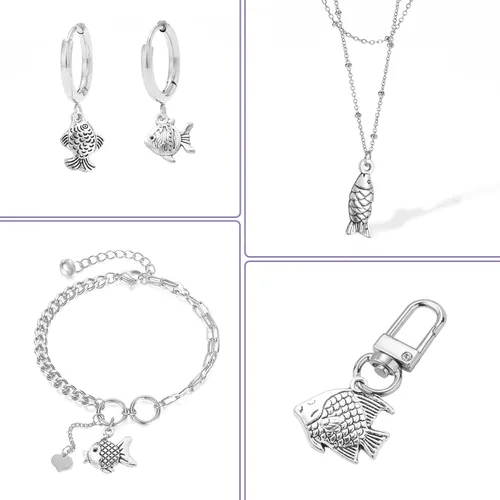 Miniatura 6 de LiQunSweet 100 piezas de 10 estilos antiguos de vida oceánica, dijes de peces de animales marinos para manualidades, collares, pulseras