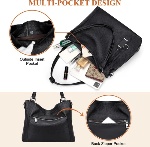 Miniatura 28 de Over Earth Genuine Leather Purses for Women Large Hobo Bags Lady Shoulder Handbags with Detachable Strap