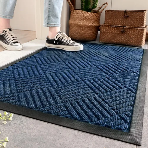 Tapete de bienvenida para puerta de exterior, tapete de bienvenida para el hogar, tapete absorbente y a prueba de polvo, almohadillas de goma