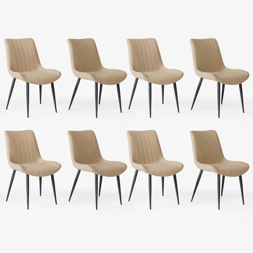 Miniatura 11 de Juego de 4 sillas de comedor tapizadas de piel sintética, modernas sillas de cocina y comedor con cómodos cojines y patas de metal negro, diseño