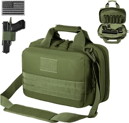 Miniatura 12 de DBTAC - Funda para pistola XS Bolsa táctica de 1 a 2 pistolas con cremallera con cerradura para campo de tiro al aire libre Parche de bandera