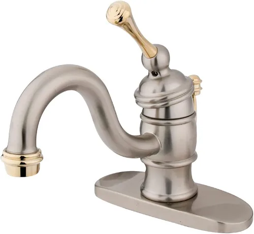 Miniatura 2 de Kingston Brass KB3408BL - Grifo de lavabo victoriano de 4 pulgadas con mango de palanca de metal, níquel cepillado cepillado níquel