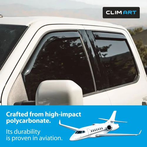 Miniatura 2 de CLIM ART Protectores de lluvia increíblemente duraderos en canal para Ford F150 2015-2020 SuperCrew, deflectores de ventana originales, deflector