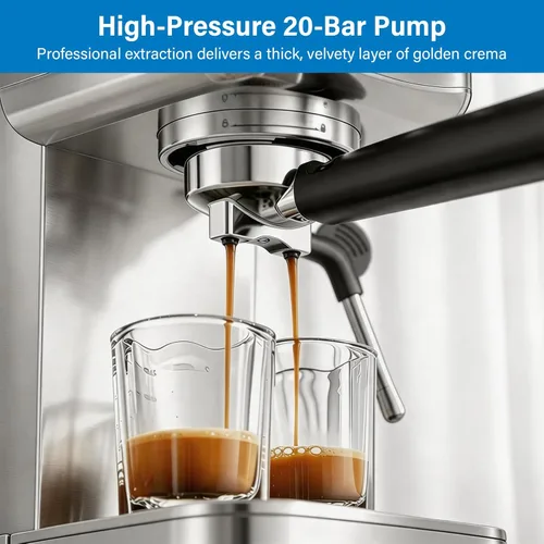 Miniatura 4 de XIXUBX Cafetera de café expreso y café frío de 20 barras con espumador de leche, tanque extraíble de 42 onzas, acero inoxidable, perfecta