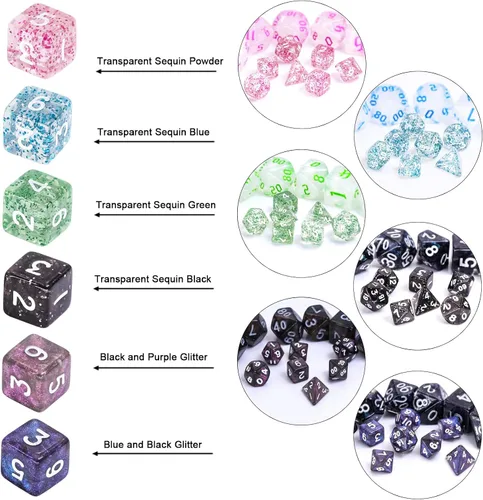 Miniatura 5 de Juego de dados Mini DND de 0.394 in, 15 juegos de dados poliédricos RPG (105 piezas) para MTG, RPG, D&D Dungeons and Dragons Juego de rol