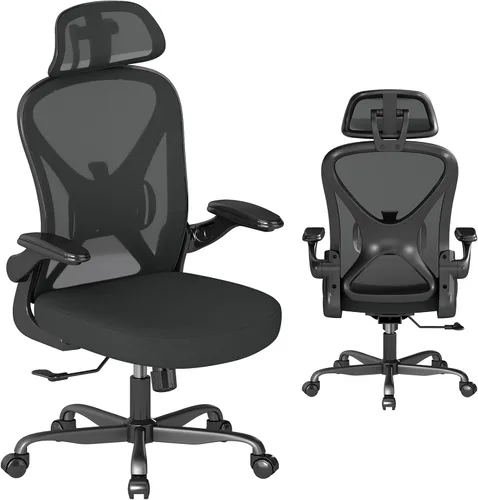 Miniatura 8 de ZZH Juego de 2 sillas ergonómicas de oficina con soporte lumbar ajustable y reposacabezas, silla de escritorio de malla para oficina en casa