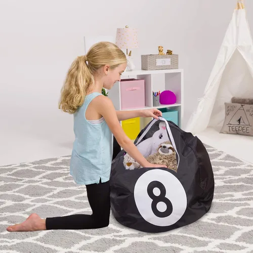 Miniatura 57 de Posh Stuffable - Sillón puff con almacenamiento para niños, contenedor de animales de peluche, organizador de juguetes de niños Lona rayas verde