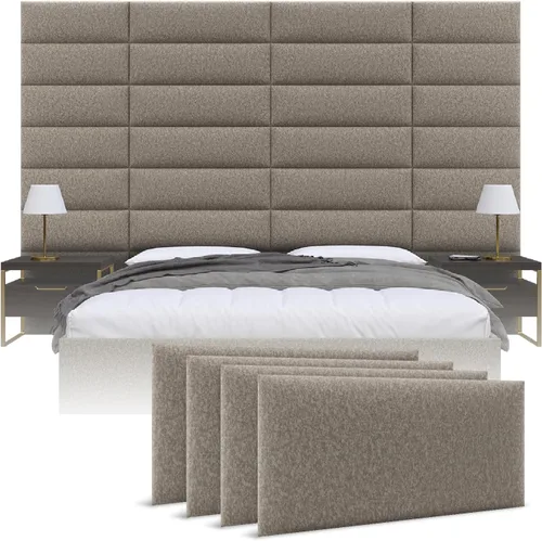 Miniatura 11 de Cabeceras tapizadas Vänt - Paneles de pared para montar en la pared tamaño Queen/Full - Champán neutro metálico - Juego de 4 paneles