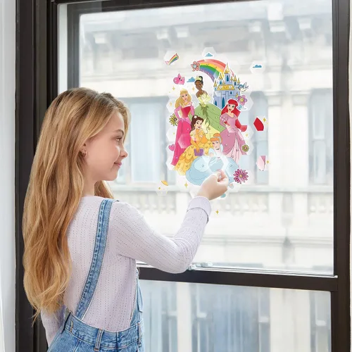 Miniatura 5 de Make It Real Disney: Mosaico de arte de ventana – Princesa Disney – 70 piezas, rompecabezas reutilizables para ventana, crea una imagen de 9.5 x