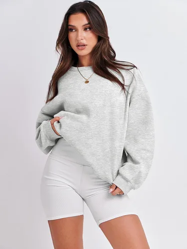 Miniatura 2 de ANRABESS Sudadera de gran tamaño para mujer, con cuello redondo, estilo Y2K, sudadera con capucha de forro polar, cómoda, camiseta informal, ropa