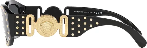 Miniatura 2 de Versace Gafas de sol para hombre, montura negra, lentes gris oscuro, 2.087in