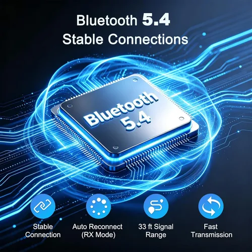 Miniatura 5 de Adaptador Bluetooth AUX 5.4 para automóvil, transmisor Bluetooth 2 en 1 receptor para auriculares de TV, altavoz estéreo para el hogar, llamadas