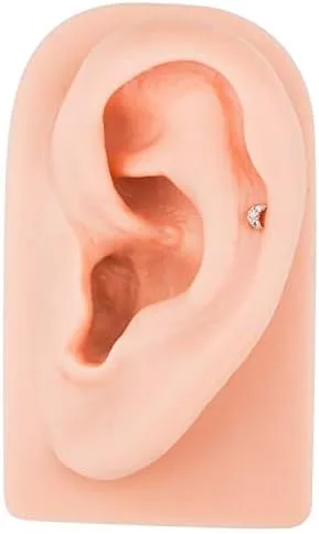 Miniatura 2 de FreshTrends Pendiente de cartílago de labret de oro de 14 quilates con forma de luna creciente 0079in