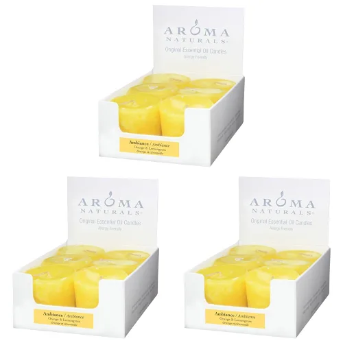 Miniatura 12 de Aroma Naturals Velas votivas con aceite esencial de clavo de naranja y canela, aroma blanco, perla de la paz, 5.5 x 3.75 x 2 pulgadas (paquete de 6)