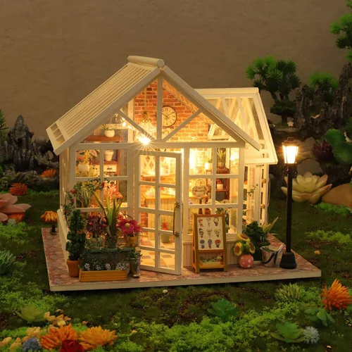 Miniatura 7 de GuDoQi Kit de casa de muñecas en miniatura, kit de casa pequeña con música, kit de casa en miniatura a escala 1:24, gran regalo de manualidades