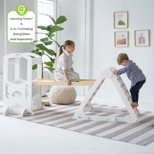 Miniatura 5 de Little Partners Learn 'N Climb Triángulo de escalada de madera plegable, gimnasio de escalada de madera para niños pequeños, escalador triangular