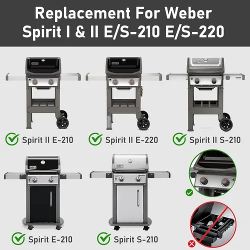 Miniatura 2 de Uniflasy Barras aromatizantes 7635 y tubos de quemador de parrilla 69785 para Weber Spirit I y II 200 con control frontal, Spirit E210, E220, S210