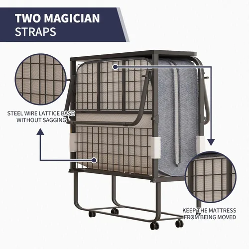 Miniatura 6 de ijuicy Cama plegable, cama plegable de 75 x 38 pulgadas con colchón de 5 pulgadas de grosor mejorado para adultos con funda de almacenamiento