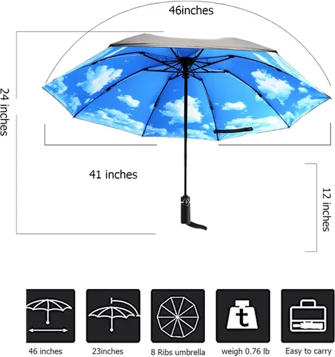 Miniatura 3 de Paraguas a prueba de viento sombrilla de viaje Siepasa paraguas reversible plegable compacto un botón para abrir y cerrar automáticamente