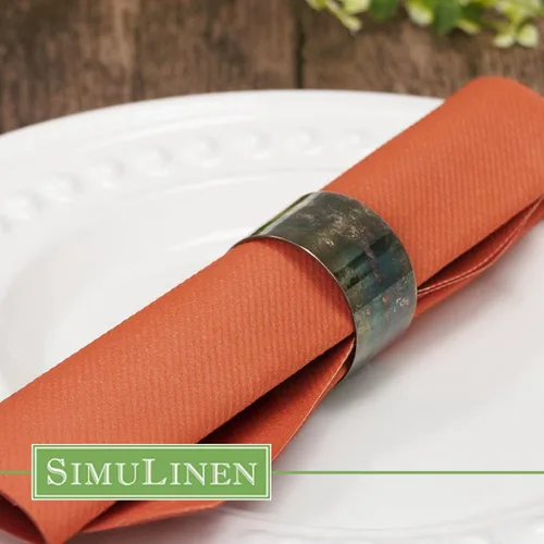 Miniatura 6 de SimuLinen Terracotta Linen Feel Servilletas de Cena Desechables - Servilletas de Otoño Tipo Tela Naranja Quemado, Pumpkin Spice, 16"x16", Caja de 200