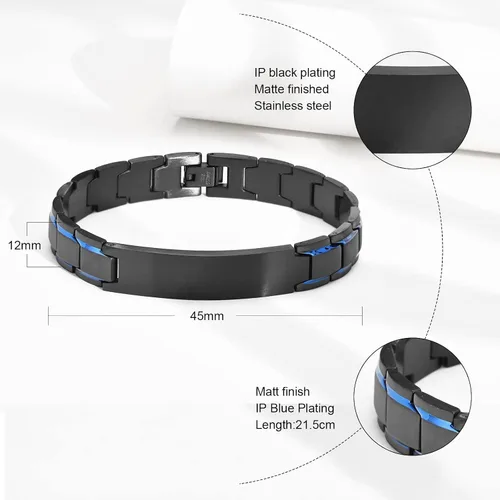 Miniatura 5 de VNOX Pulsera de eslabones de acero inoxidable personalizada para hombre, elegante pulsera de cadena de eslabones cuadrados de dos tonos