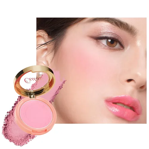Miniatura 10 de Oulac Polvo de maquillaje de rubor marrón ciruela, mezcla de rubor en crema de color rico, piel bronceada mate natural, vegano y libre de crueldad