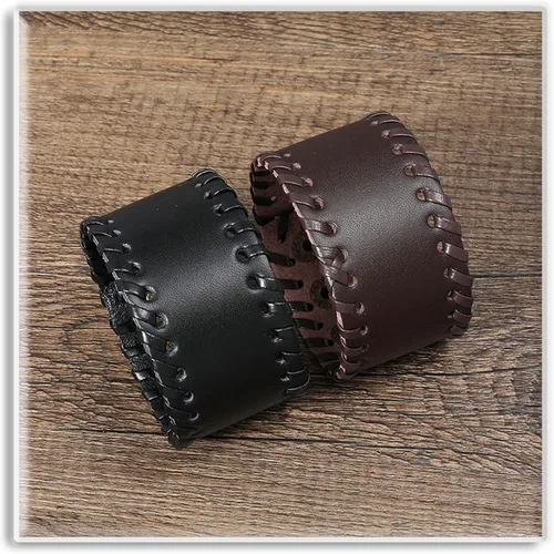 Miniatura 5 de Xusamss Pulsera de cuero punk, pulsera ajustable a presión