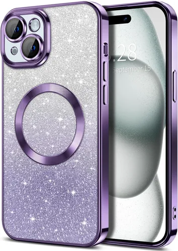 Miniatura 98 de Hython Funda para iPhone 13 Pro transparente con purpurina magnética [compatible con MagSafe] Protector completo de lente de cámara delgado