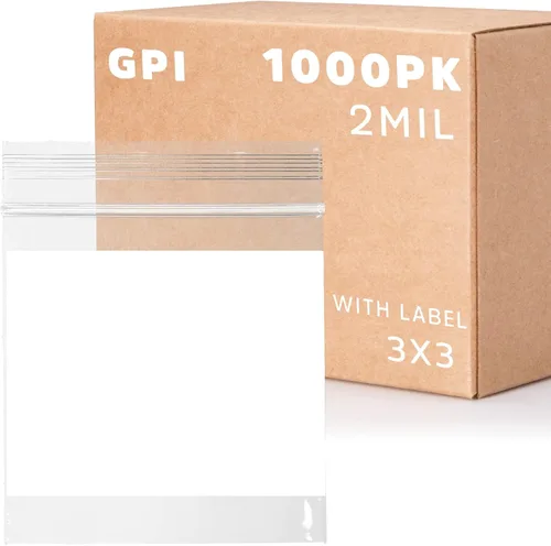 Miniatura 16 de GPI - Mini bolsas con cremallera de 1 x 1 pulgada, paquete de 1000 bolsas de plástico transparente con cierre con cremallera con bloque blanco