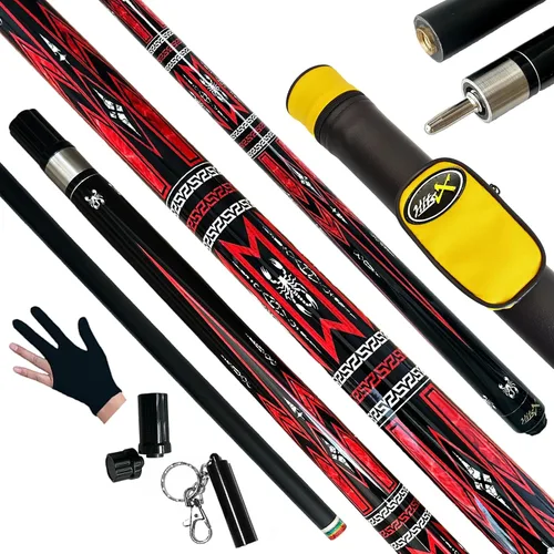 Miniatura 12 de Tai ba cues Juego de 2 tacos de billar con estuche, punta de cuero multicapa de 13 mm, 58 pulgadas, palo de billar profesional de madera de arce