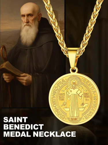 Miniatura 299 de U7 Saint Benedict/Michael Medal Necklace, 316L Stainless Steel Virgin Mary Necklace for Men Women, Bible Verse Protection Necklace Catholic